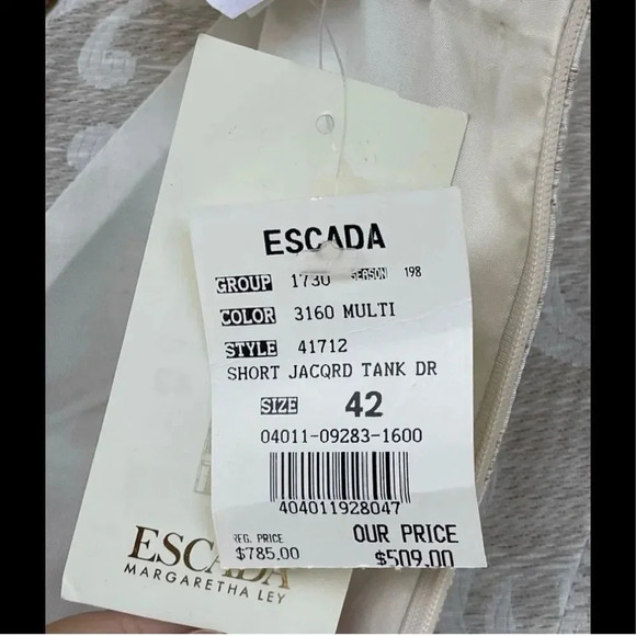 ESCADA KLEID JACQUARD SLEEVELESS SHIFT DRESS 42/14 - Picture 12 of 12